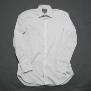 Bonobos Premium Swiss Fabric Shirt Mens 15.5/35 Tailored Slim Fit White Blue